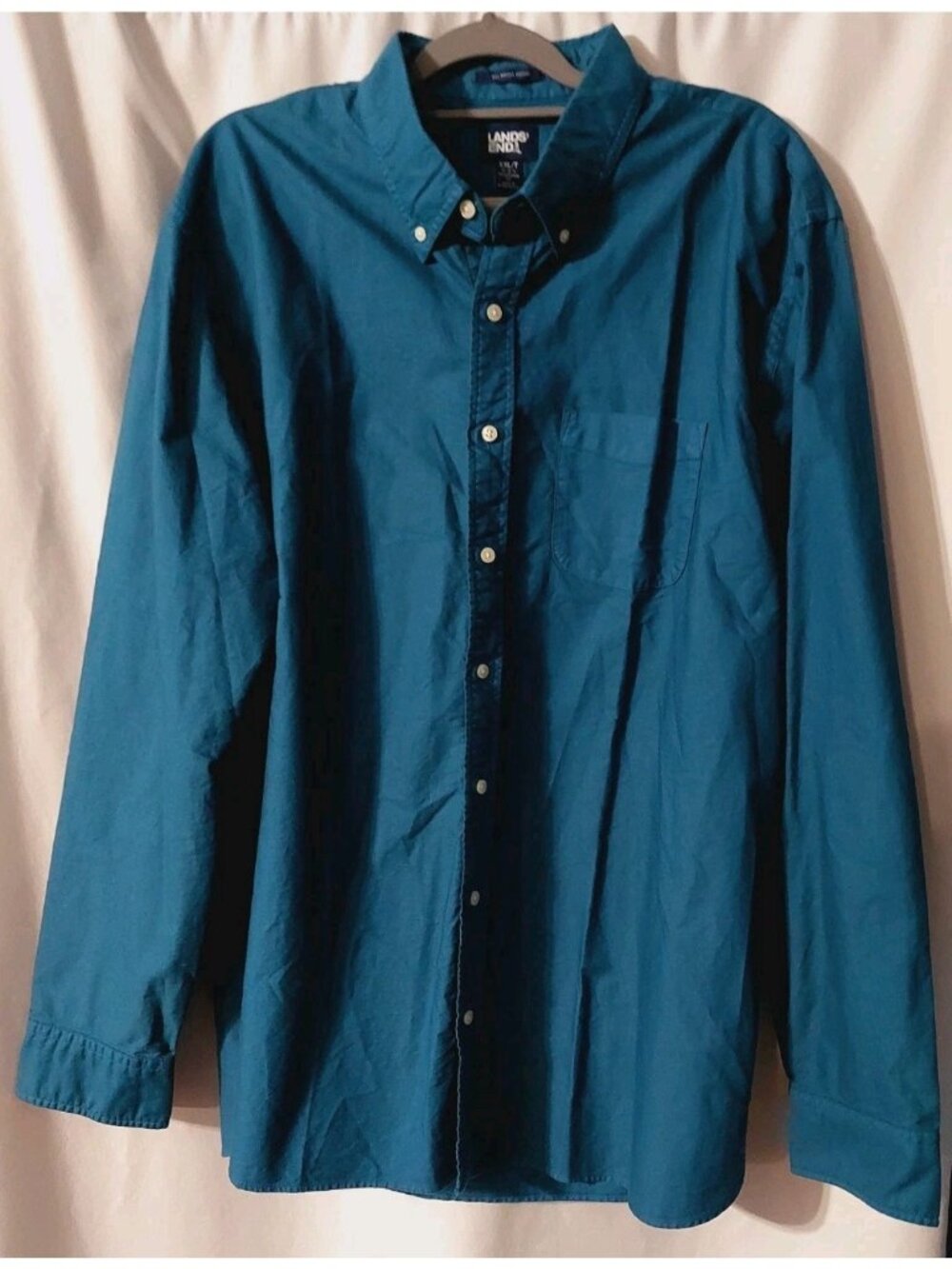 Lands’ End Mens Size XXL/T Shirt Traditional Fit Button Down Collar Blue
